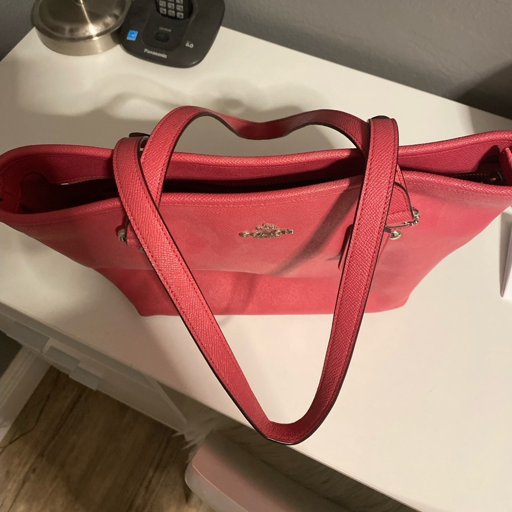 Coach Pink Saffiano Leather Tote Bag - Picture 4 of 7